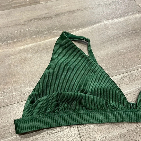 Aerie Triangle Dark  Green Bathing Suit Top - Picture 2 of 4